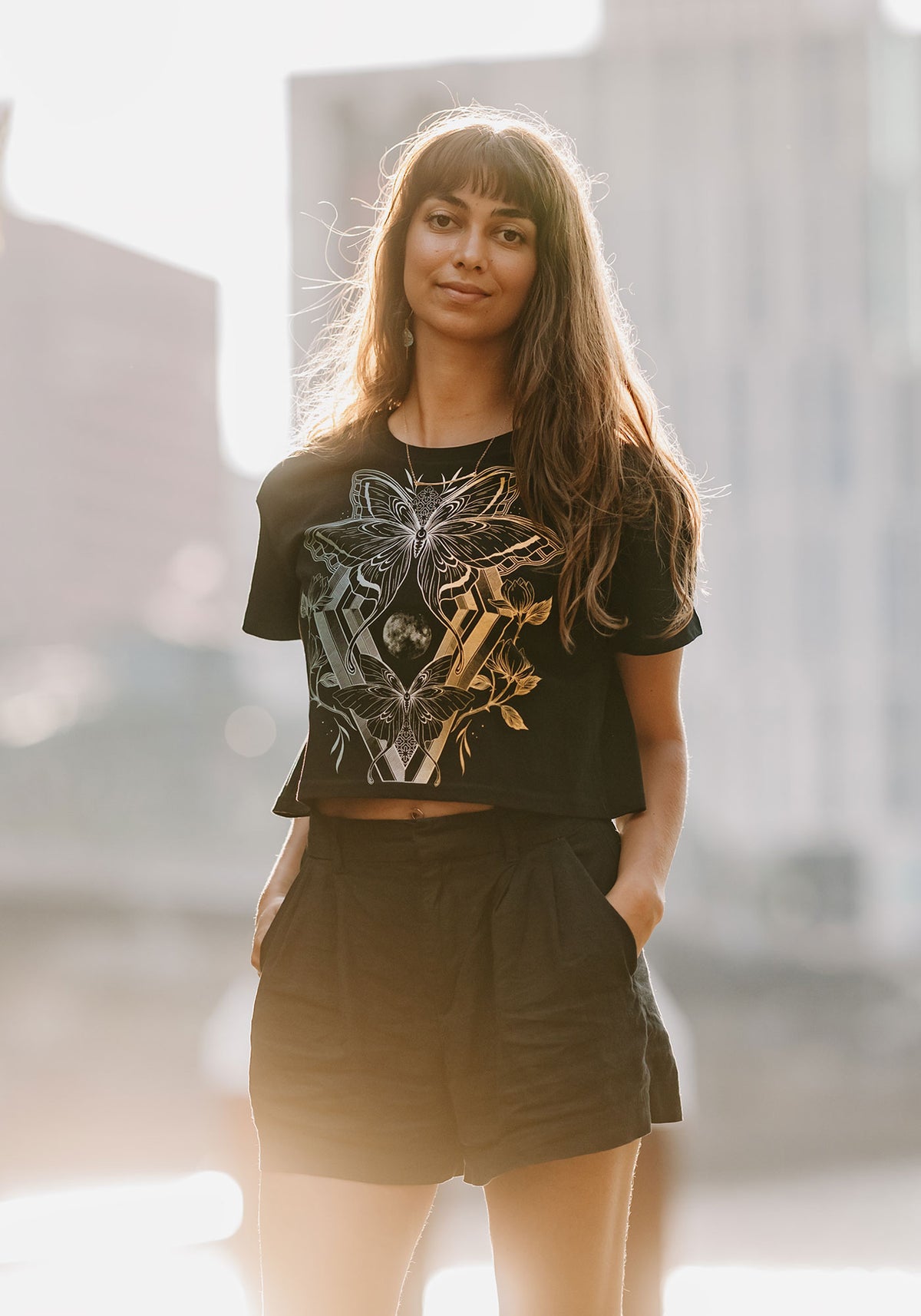 Cosmic Butterfly Crop Shirt