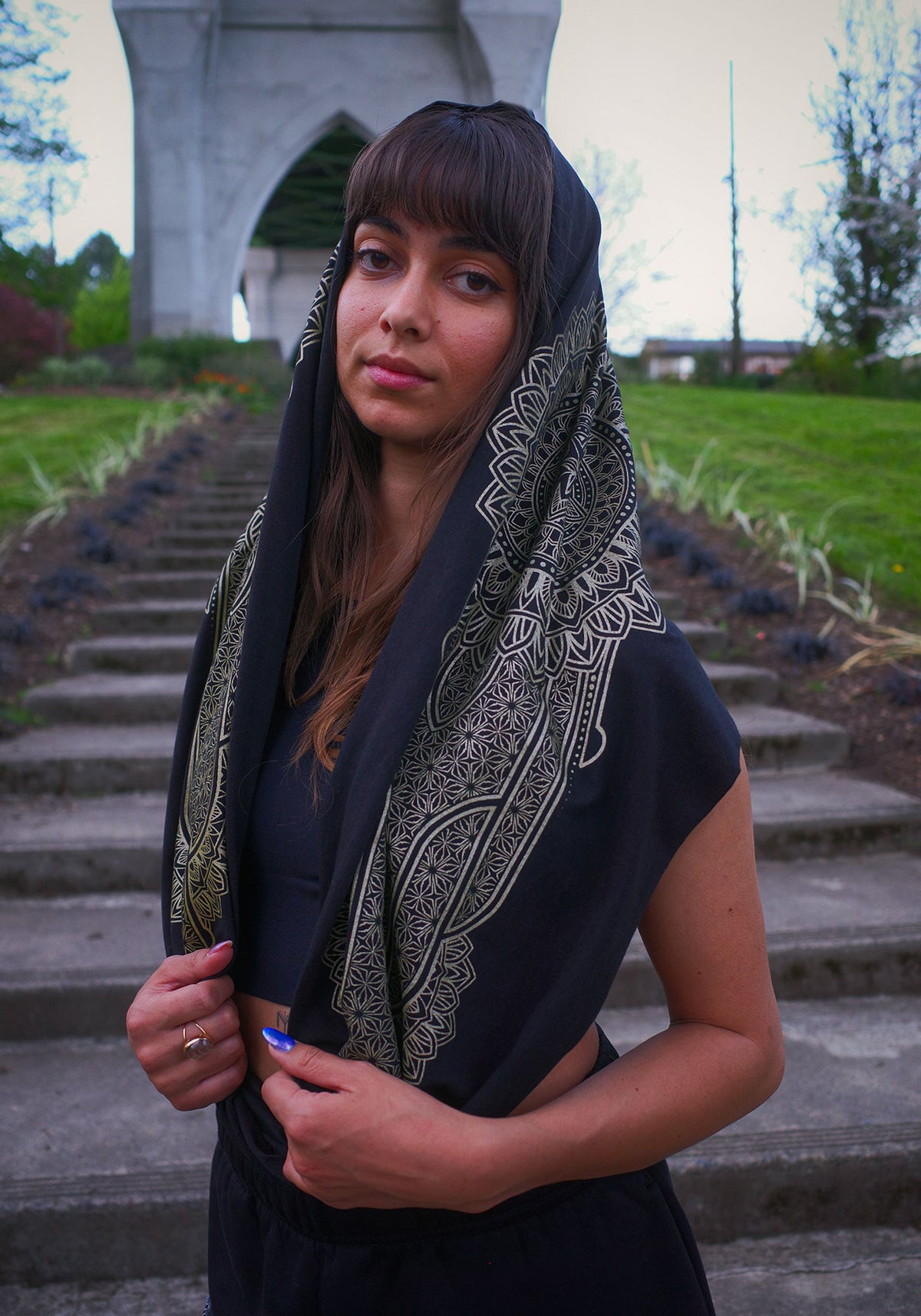 Mandala Medallion Infinity Scarf (Gold)