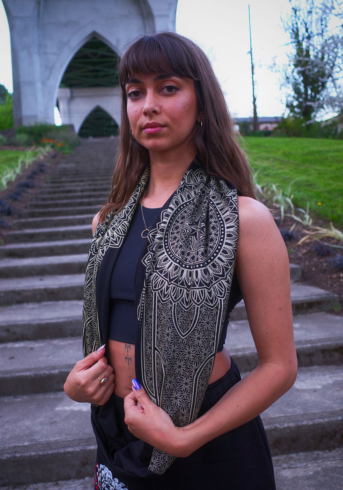 Mandala Medallion Infinity Scarf (Gold)