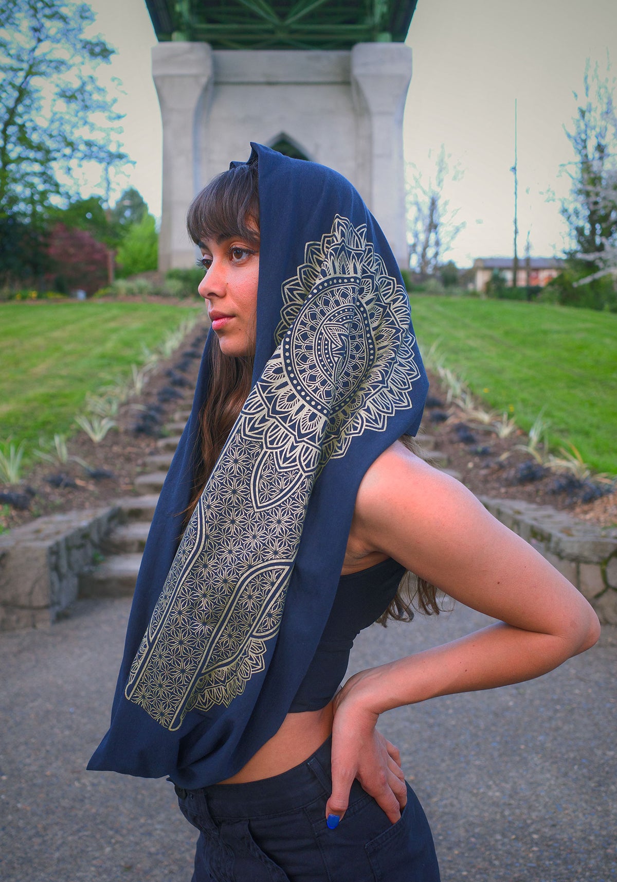 Mandala Medallion Infinity Scarf (Gold)