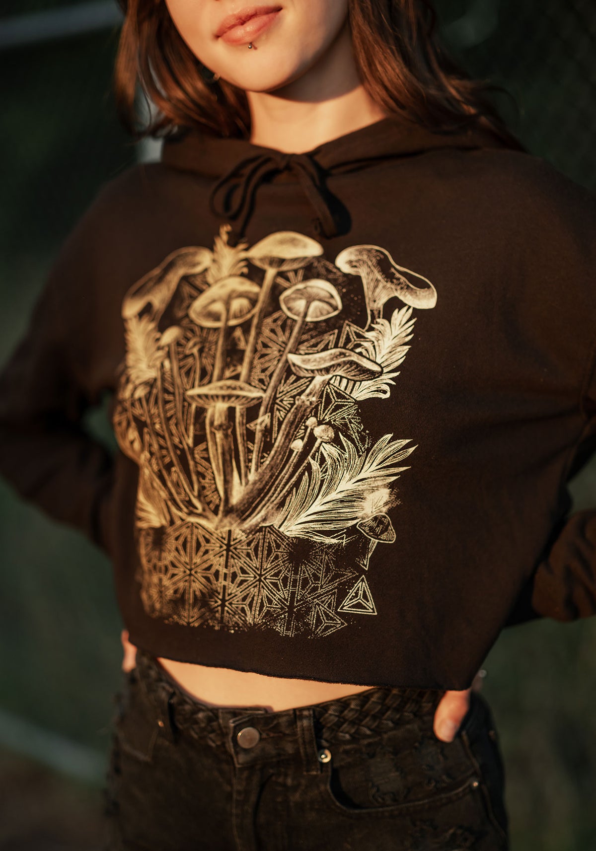 Mycelial Bloom Crop Hoodie