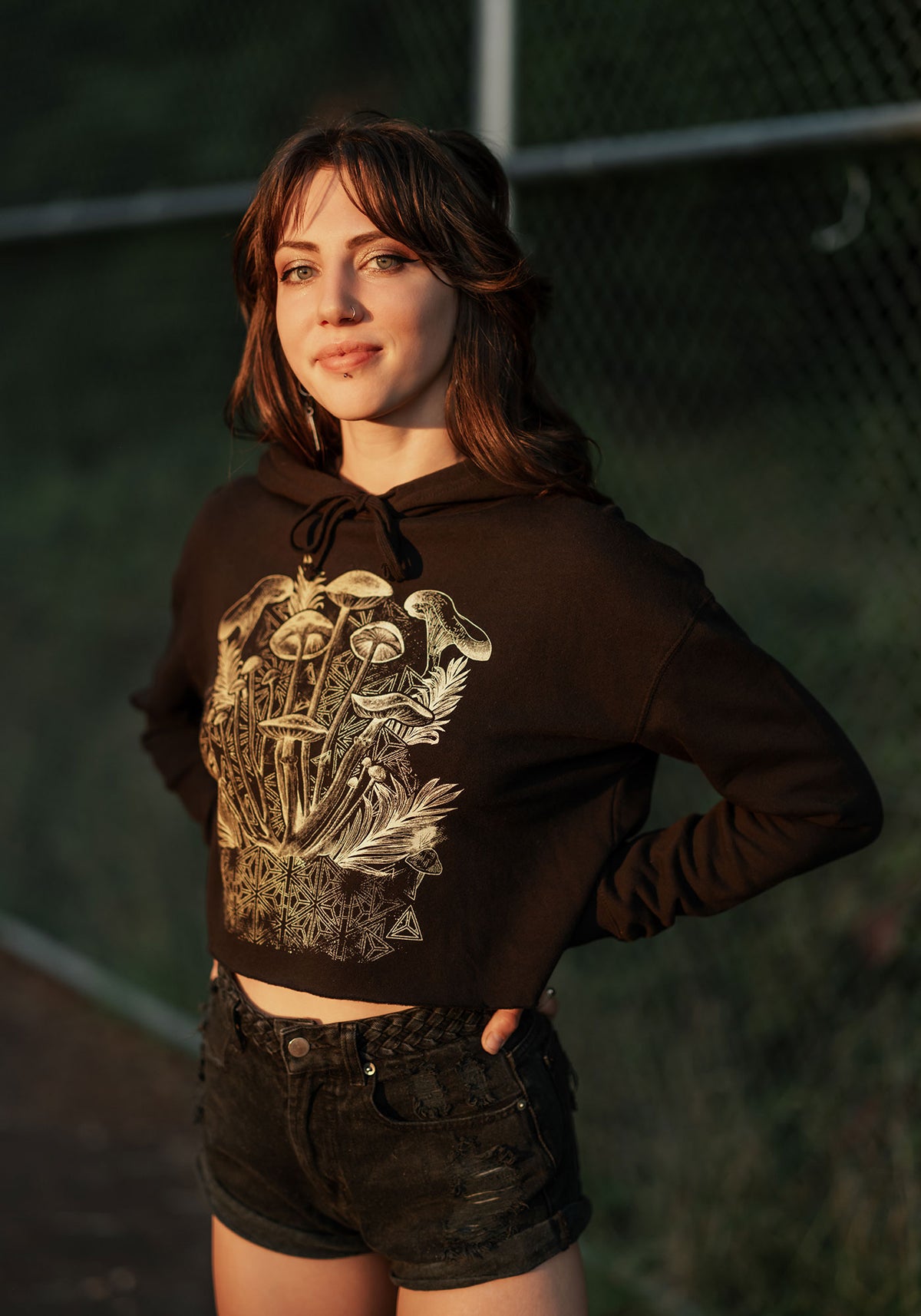 Mycelial Bloom Crop Hoodie