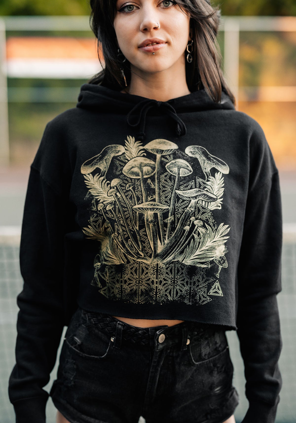 Mycelial Bloom Crop Hoodie