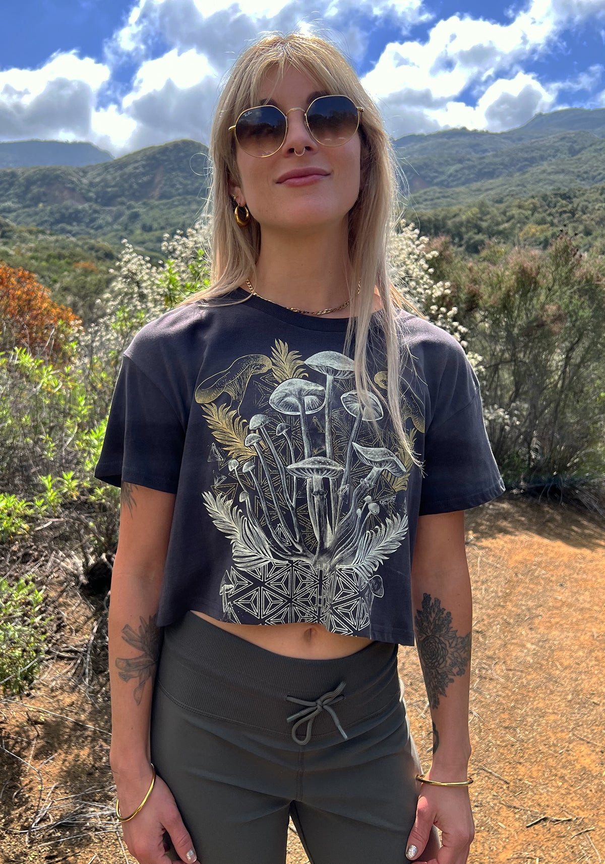 Mycelial Bloom Crop Shirt