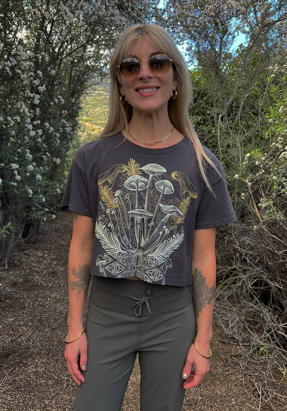 Mycelial Bloom Crop Shirt