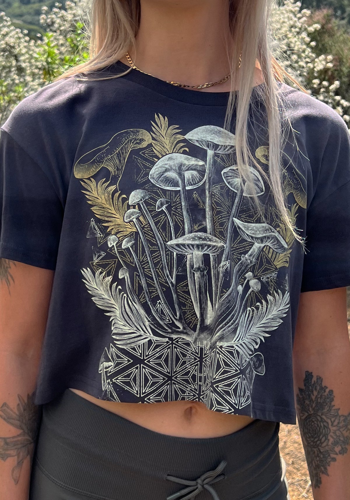 Mycelial Bloom Crop Shirt