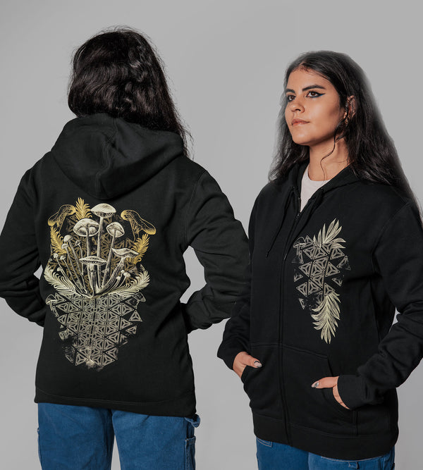 Mycelial Bloom Zip-up Hoodie - Rythmatix