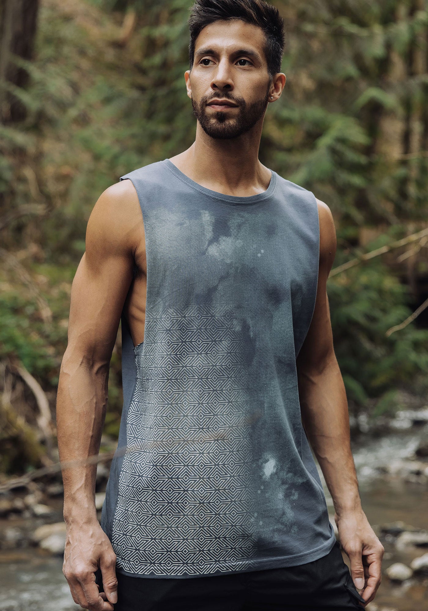 Geometric Color Wash Men's Sleeveless Shirt