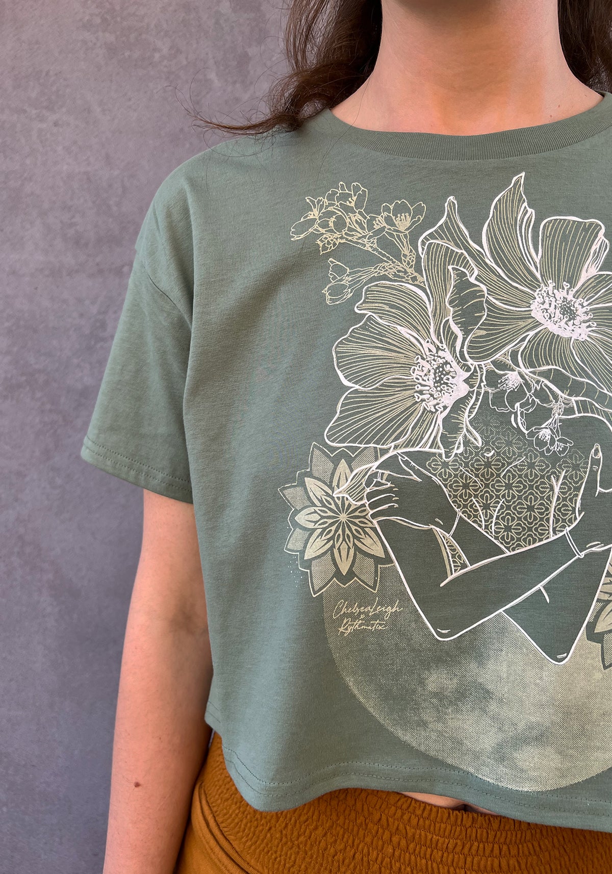 Floral Moon Crop Shirt