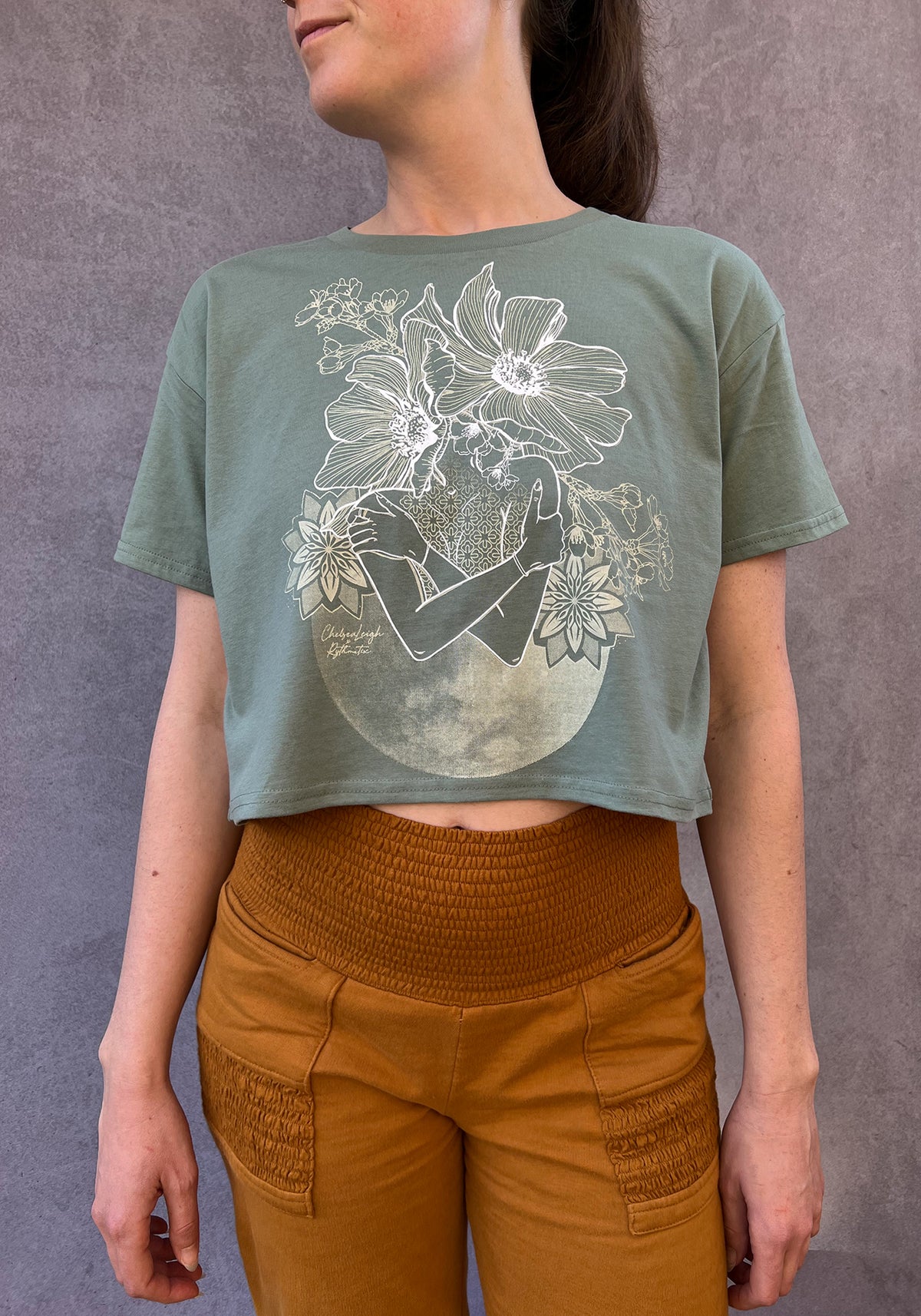 Floral Moon Crop Shirt